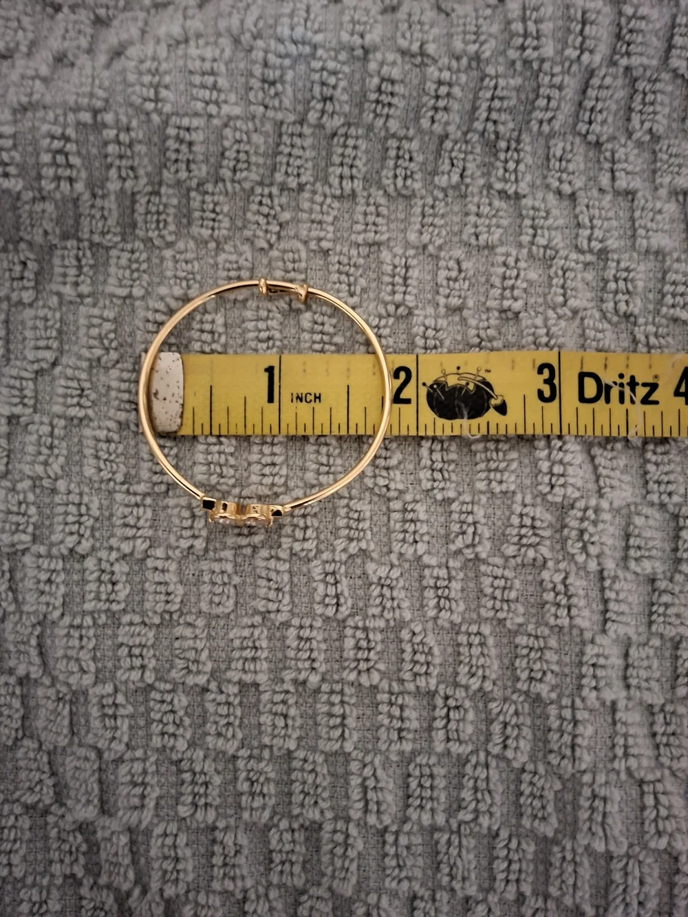 Gold-Tone Metal Baby Bangle Bracelet W/4 White Crystal Accents Adjustable
